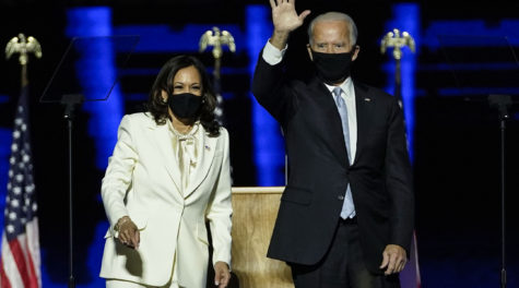 US President-elect Joe Biden and Vice President-elect Kamala Harris deliver remarks in Wilmington, Delaware, on November 7, 2020, after being declared the winners of the presidential election. (Photo by Andrew Harnik / POOL / AFP) (Photo by ANDREW HARNIK/POOL/AFP via Getty Images)